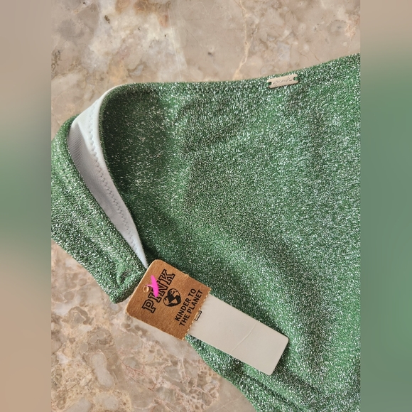L 🖤VS PINK Swim Shimmer Brazilian Bikini Bottom Green - Picture 8 of 8